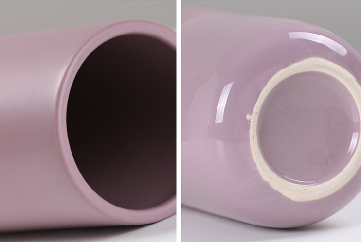 Straight cylinder dark pink matte ceramic vase