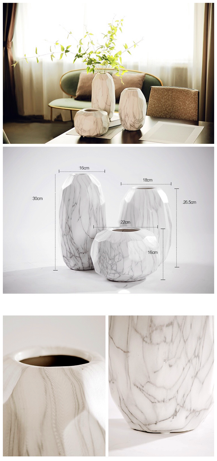 White marble ceramic vase