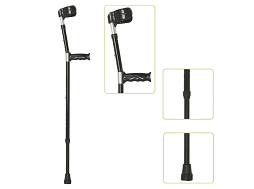 Height Adjustable Lightweight Walking Forearm Crutch With Comfortable Handgrip, Black
