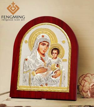 Virgin mary Jerusalem and Child Christ Silver Icon