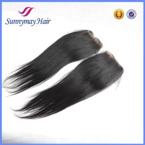 10-24 inch Straight Brazilian Virgin Hair Lace Closure Piece with Bleached Knots