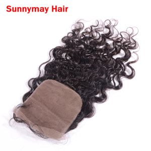 Natural Unprocessed Deep Curly 100% Human Virgin Peruvian Hair Silk Base Closure
