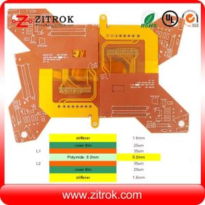 Rigid-flex1.6mm FR4 And 0.2mm Polyimide Double-sided Yellow Coverlayer PCB