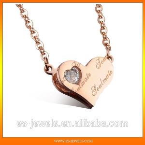 Lover Jewelry Rose Gold Plated Heart Pendants Necklaces GX986