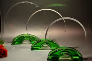 Crystal Circle With Double Green Arc Base Award