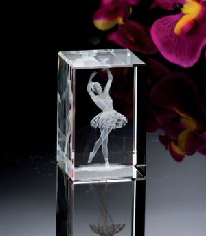 Crystal Rectangle With 3D Ballet Dancer Laser Inside