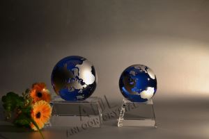 Crystal Blue Globe With Tapered Base