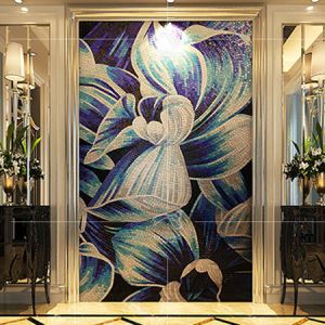 Custom Hand craft flower art glass mosaic murals  D2007