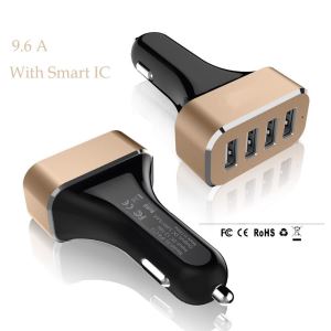 4 Port USB Car Charger 7.2A 2 Front Seat USB Ports with 2.4 A mp/Port and 2 Back Seat Dual-Port Hub with 2.4 A