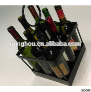 MINGHOU Removable 8 Bottle Black Metal Wine Rack With Handle MH-MR-15052