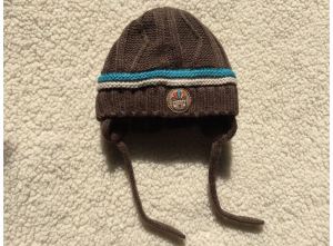 Fleece Lined Knit Logo Hat With String