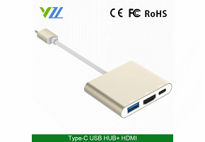 3 Port USB C Extender Hub 3 In 1 Hi-Speed PD2.0 Type C HDMI 1.4B USB 3.1 Hub