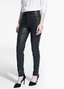 Women's High Waist Leather Trousers