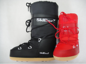 Children's Cheap Cute Black Red Warm Fur Tall Ski Resort Snow Boots For Winter