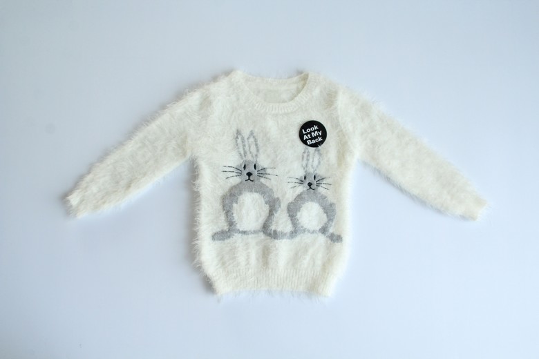 Rabbit Graphic Soft Feather Yarn Kids Sweater