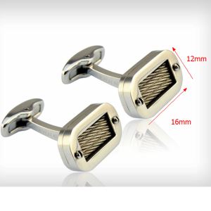 New Style Stainless Steel Cufflinks with Gold Cable