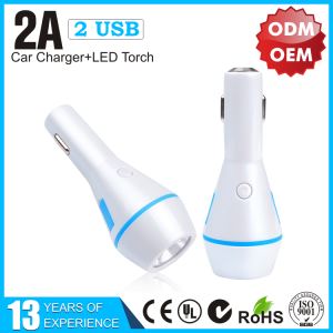 Factory Price Dual USB 2A LED Torch Car Charger