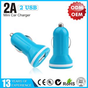 Low Price 2A Colorful Dual Port Mini USB Car Charger