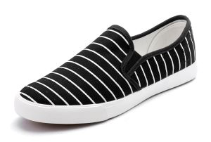 Black And White Strip Men's Slip On Sneakers