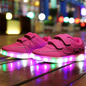 Dropshipping great 7 color kids LED shoes easy USB charging light up shoes for children wholesale fluorescent LED shoes
