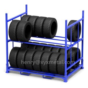 Double Tiers Two Layers bars Tire tyre Vertical Storage Foldable rack