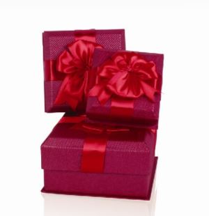 Square Paper Gift Box with Ribbon