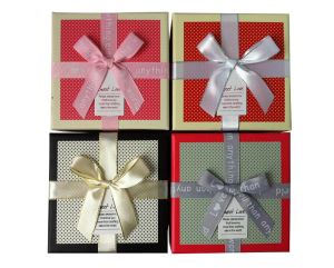 Quality Textured Square Gift Boxes with Ribbon Bow