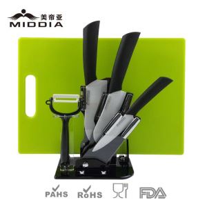 3"4"5"6" 6pieces chef knife colorful gift box with peeler knife kitchen and Acrylic block kitchen ceramic knife set