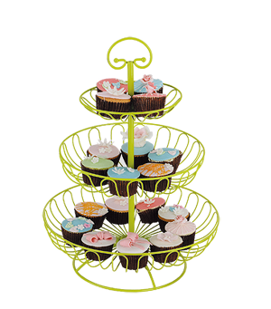 3-tier Green Decorated Cupcake Stand