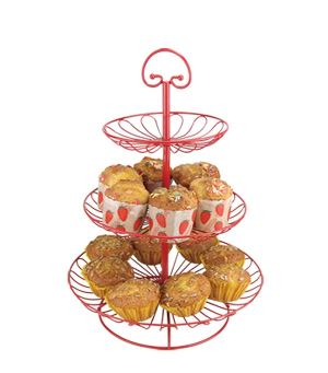 3-tier Red Decorated Cupcake Stand