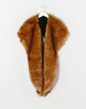 Faux Fur Oversize Shawl With Tipping Ends For Women