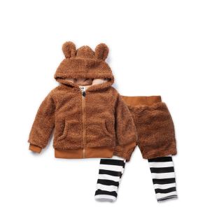 Baby Fluffy Animal Shape Hoodies Suit With Shorts Outwear For Girls And Boys