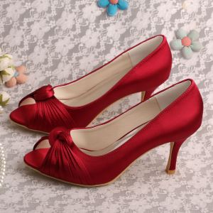 Wedopus Customized Heel Bridesmaid shoes Wine Red