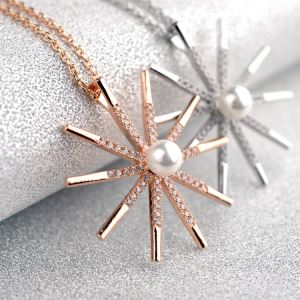 Snowflake Real Natural Pearl Pendant Necklace