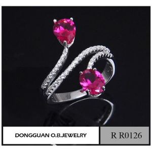Wholesale Jewelry 9k 10k 14k 18k White Gold Ring with Ruby for Ladies/Finger Ring