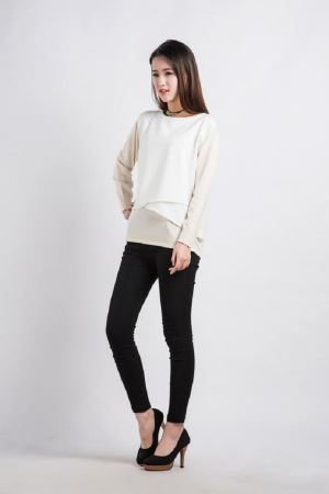 Spring And Autumn Stitching Knit Pullovers Sweaters