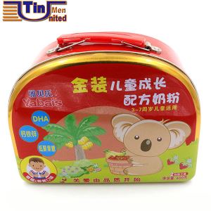 Moon Shaped Canned Food Lunch Tin Box with Handle and Lock