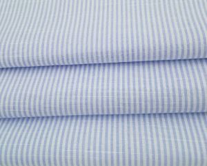 Blue White Fine Stripe With Linen Effect