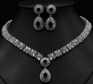 Exquisite Sapphire Cubic Zirconia Jewelry Sets