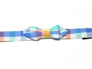 Diamond Tip Cotton Plaid Bow Tie