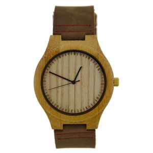 Cow Leather Strap Custom Design Bamboo Watch