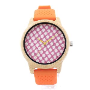 Silicone Strap Canvas Dial Wood Watch