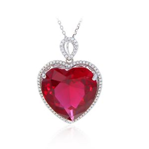 Heart Shape Cubic Zircon Stone Fine 925 Silver Pendant Necklace SNC008