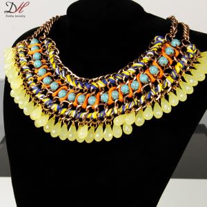Daihe NC4607 Hematite green crystal statement necklace/bib statement necklace