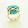 14k gold jewelry wholesale gold finger ring with turquoise stone RN2446