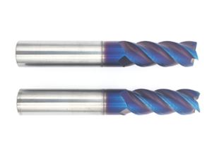 65HRC Super Hard Carbide Nano Blue Coated End Mills With Dry Cooling