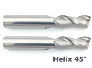 2 Flute Helix 45 Degree Cabide End Mills For Aluminum