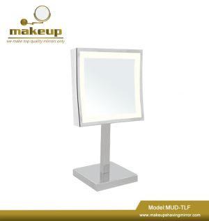 MUD-TLF Square Shaving Folding Mirror, LED Light5X Magnifying Makeup Mirror