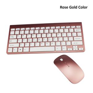 Portable Slim 2.4G Wireless Mouse And Keyboard Combo With Rose Gold / Gold / Silver Color
