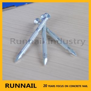 Galvanized Step Grooved Concrete Nail With Countersunk Head, Diamond Point, Silvery Bright Zinc Plated, Bamboo Shank, Experience Factory